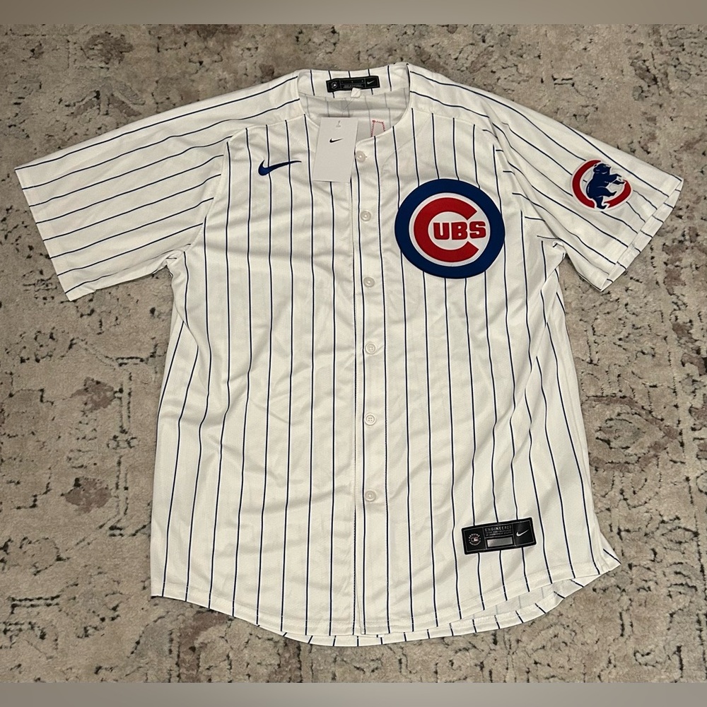 Nike Authentic Pinstripe Chicago Cubs Ian Happ #8 MLB Jersey Men’s Sz: Large